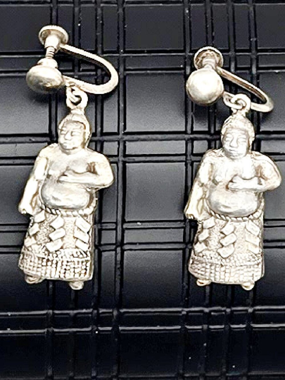 Vintage Sterling Silver Figural Earrings Islander Dangle Screw Back Earrings